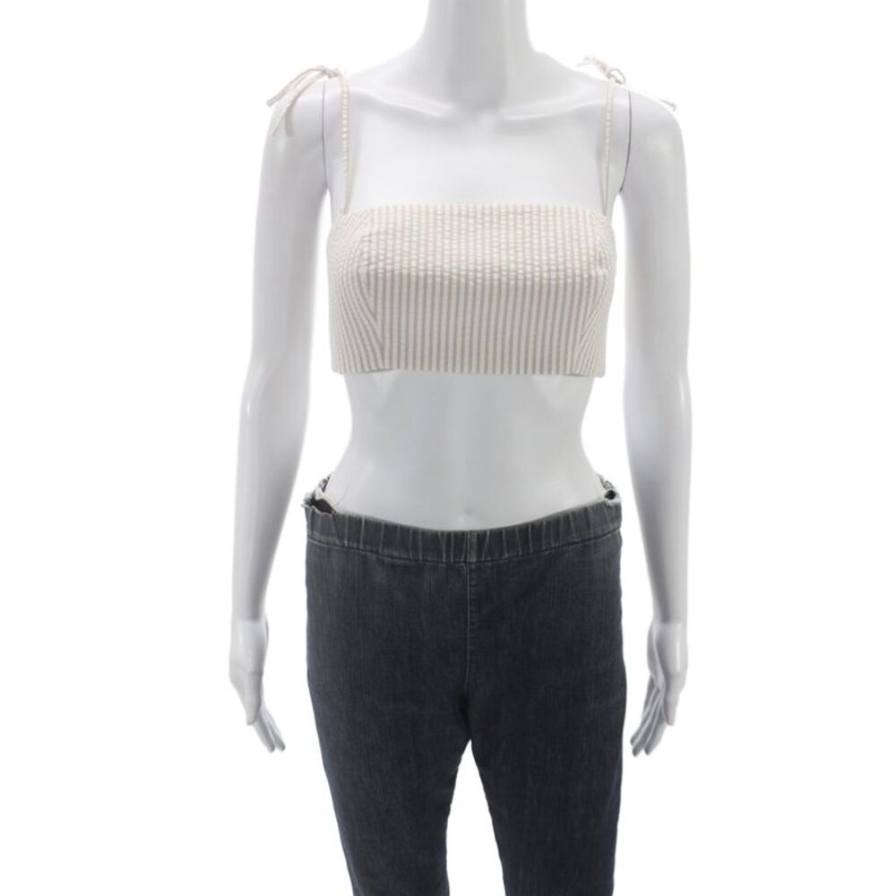Kimberly Taylor Womens Striped Seersucker Square Neck Zip Camisole Size S